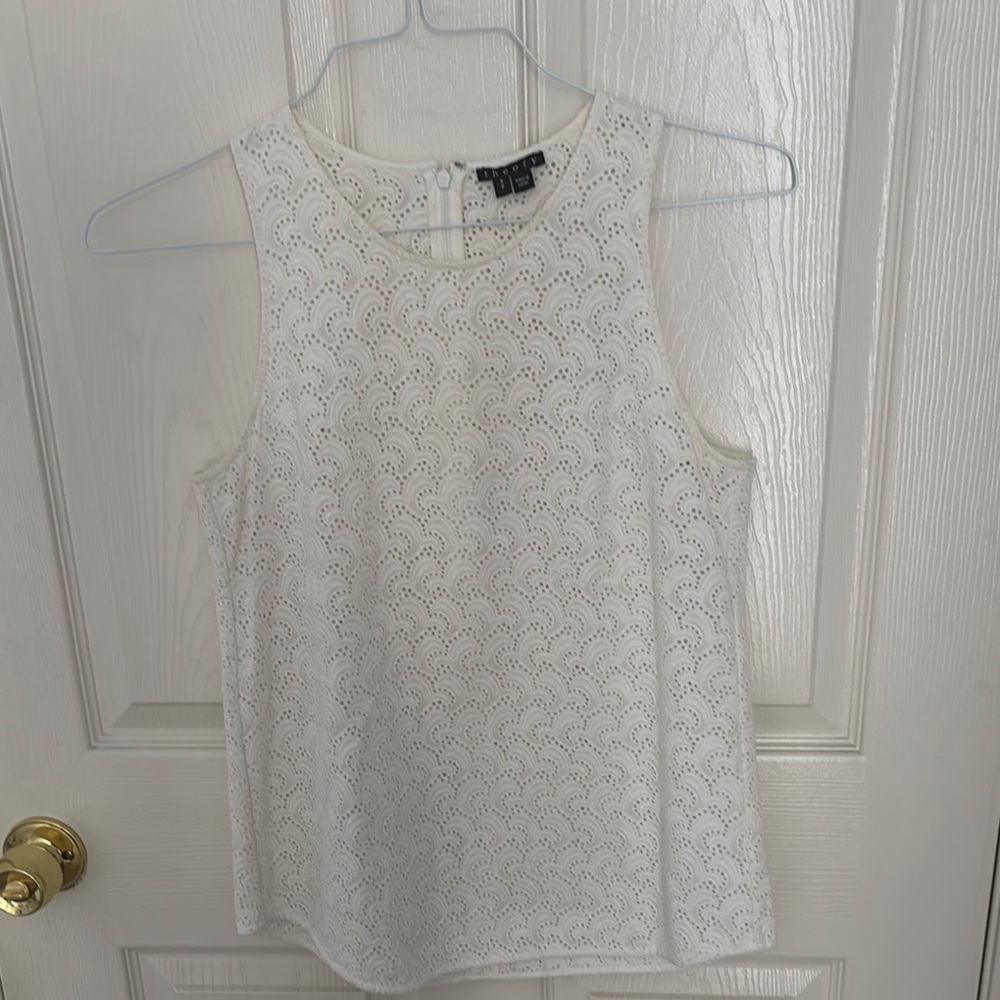 Theory White Sleeveless Tank Top Blouse